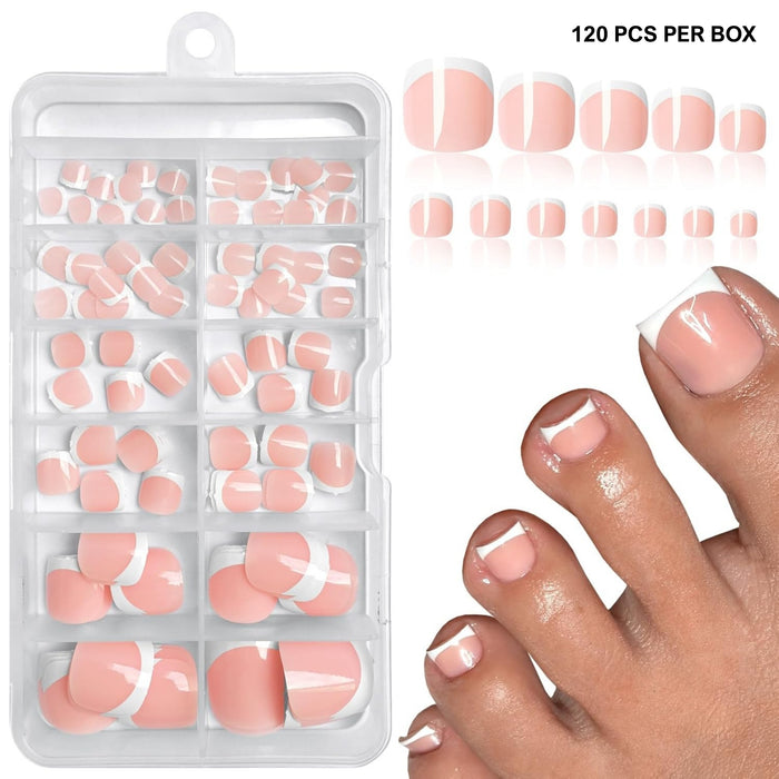 120pc French Tips Press on Toe nails