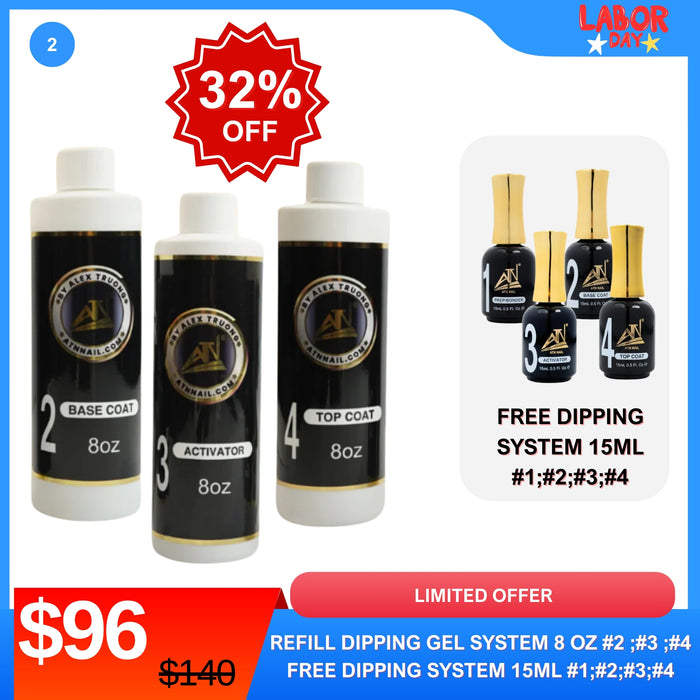 Refill Dipping Gel System 8oz #2 #3 #4 + FREE Dipping System 15ml Set