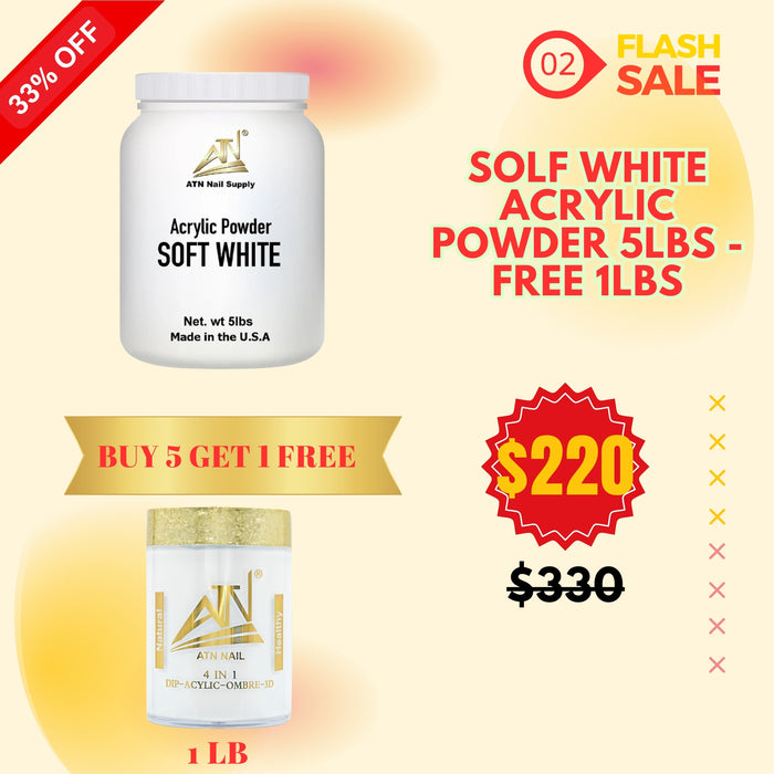 FS0508 - ATN Soft White Acrylic Powder 5lbs + Free 1lb