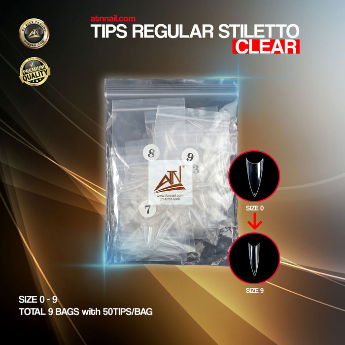 TIP- REGULAR STILETTO (0+ - 9) ( SHORT )