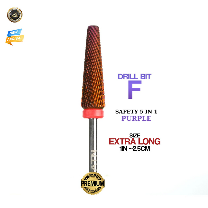 DRILL BIT SET - EXTRA LONG- SAFETY 5IN1 - PURPLE -5PCS