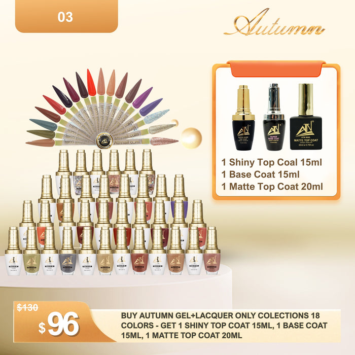 Mid-Autumn Festival – Buy Autumn Gel + Lacquer Collection 18 Colors, Get Free Top & Base Coats