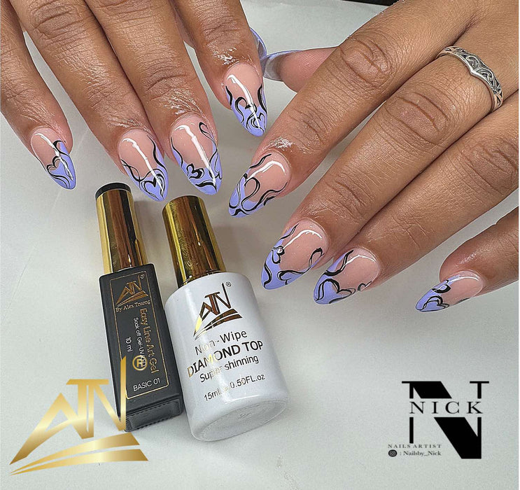 ATN New Diamond Top Coat  – No Wipe Gel Top for Mirror Shine & Long-Lasting Nails | LED/UV Curing | Professional Finish
