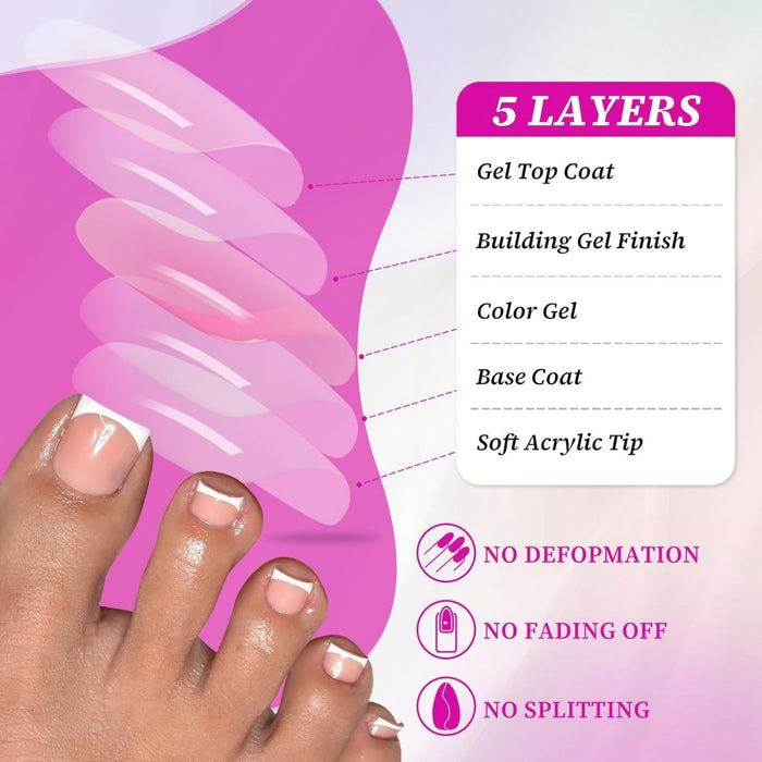 120pc French Tips Press on Toe nails