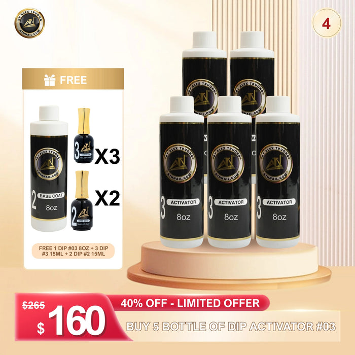 FS0815 – BUY 5 BOTTLE DIP ACTIVATOR #03 – GET 1 DIP #03 8OZ + 3 DIP #3 15ML + 2 DIP #2 15ML FREE