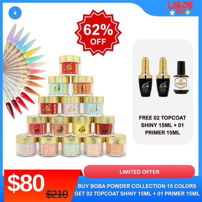 Boba Powder Collection – 15 Colors + FREE Topcoat & Primer