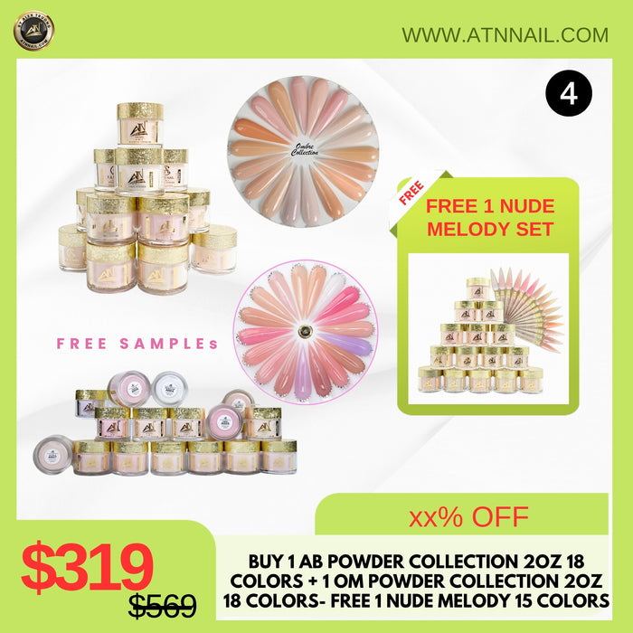 FS0516 - AB + OM Acrylic Powder Combo 2oz (36 Colors Total) + Free Nude Melody Set – Free Samples
