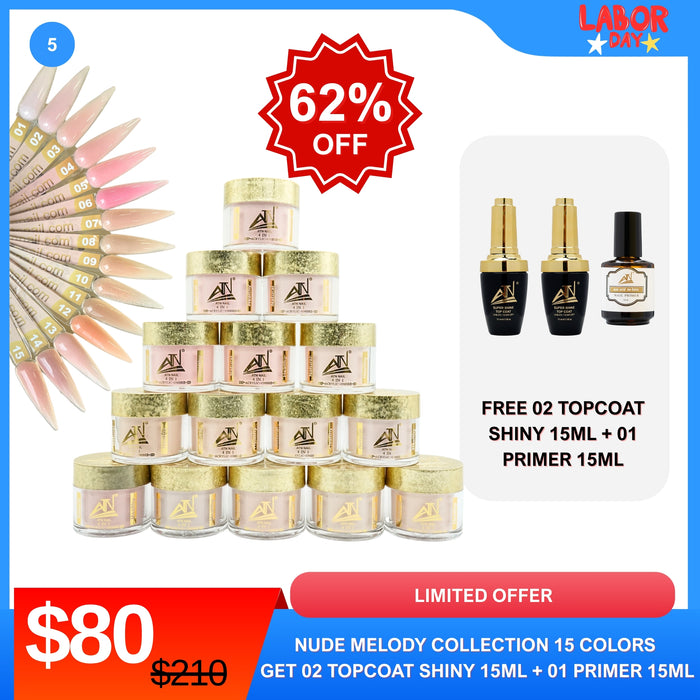 Nude Melody Collection – 15 Colors + FREE Topcoat & Primer