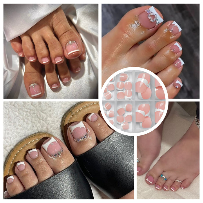 120pc French Tips Press on Toe nails