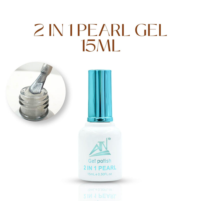 ATN White Pearl Gel 2-in-1 – 15ml | Chrome Base & Pearl Nail Art Gel | No-Wipe Formula | LED/UV Curable