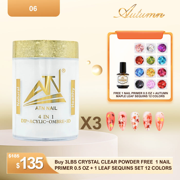 Mid-Autumn Festival – Buy 3LBS Crystal Clear Powder, Get Free Nail Primer & Maple Leaf Sequins