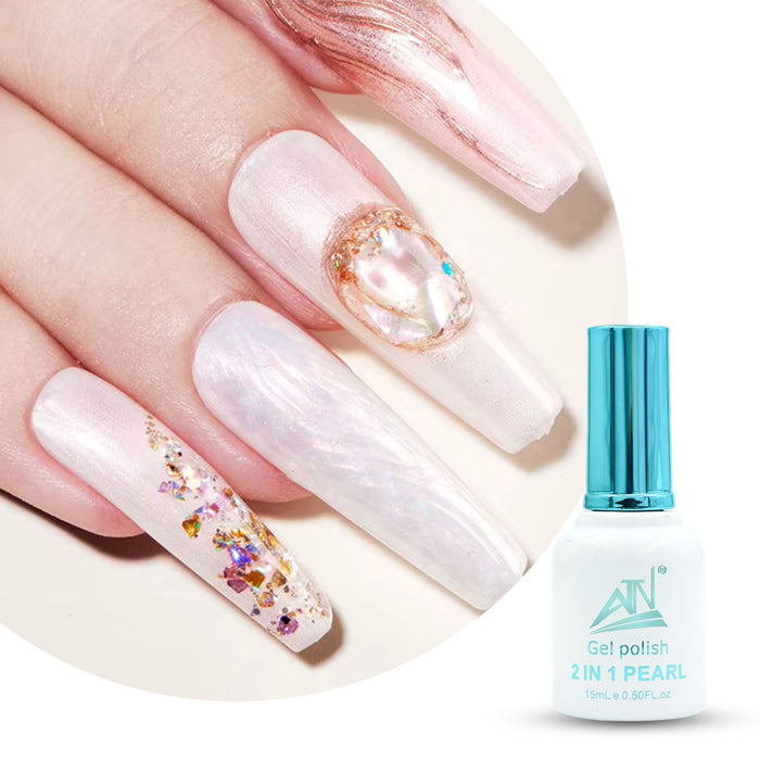ATN White Pearl Gel 2-in-1 – 15ml | Chrome Base & Pearl Nail Art Gel | No-Wipe Formula | LED/UV Curable