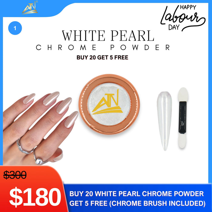Labor Day - White Pearl Chrome Powder – Buy 20 Get 5 Free