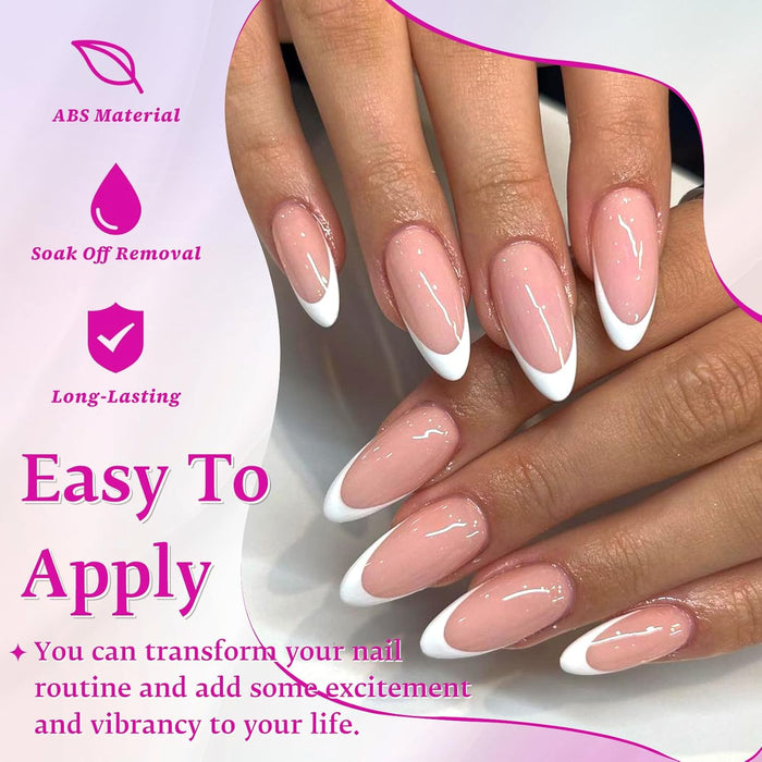 Short Almond French Nails Tips 120 pc