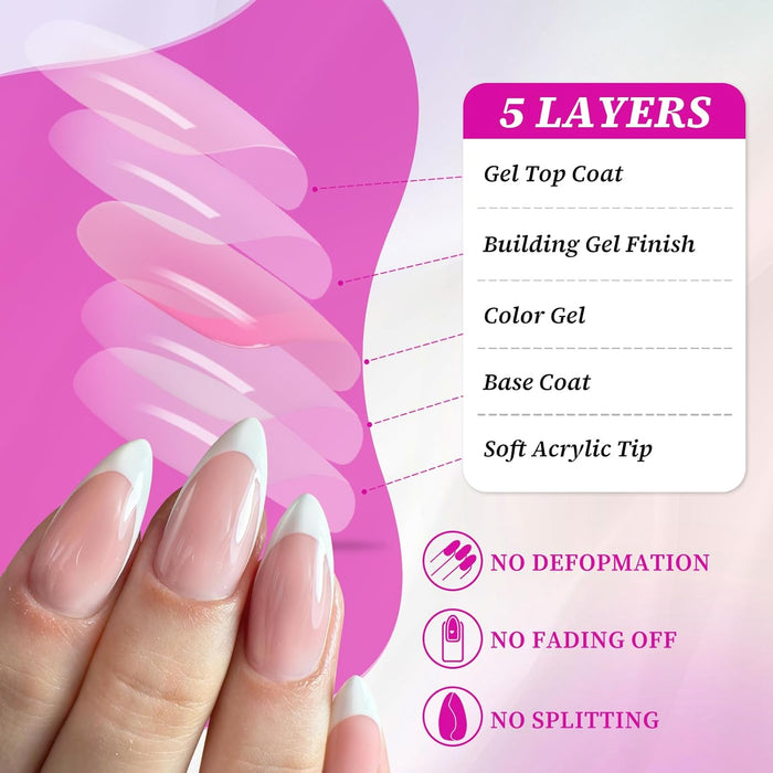 Short Almond French Nails Tips 120 pc