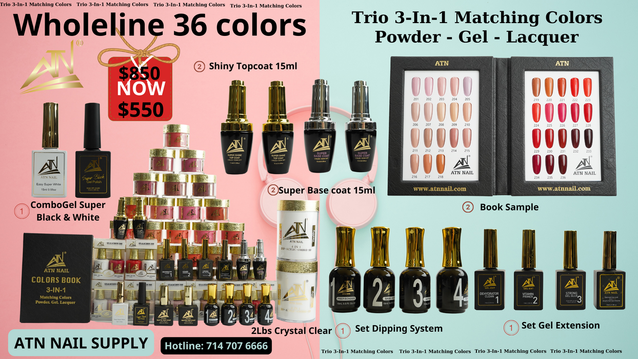 Whole line 36 colors (Gel + Lacquor + Powder) Matching