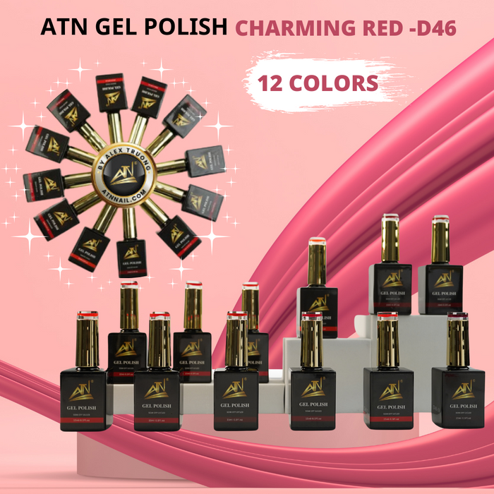 ATN GEL POLISH - CHARMING RED D46 - 12 COLORS