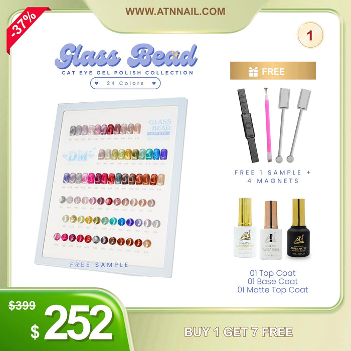 FS0723 - Glass Bead Cat Eye 36 colors FREE 1 Top new 15ml, 1 Base new 15ml, 1 Matte top 15ml, Free Magnet- DEAL 01