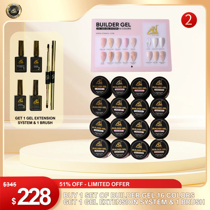 FS0909 – Buy 1 Builder Gel 16 Colors, Get 1 Extension System + Brush