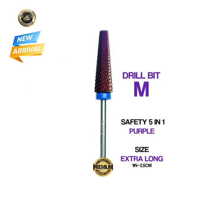 DRILL BIT SET - EXTRA LONG- SAFETY 5IN1 - PURPLE -5PCS