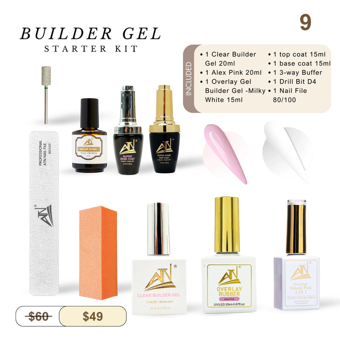 ATN Kit #9 - Builder Gel Starter Set for Strong, Natural-Looking Nails