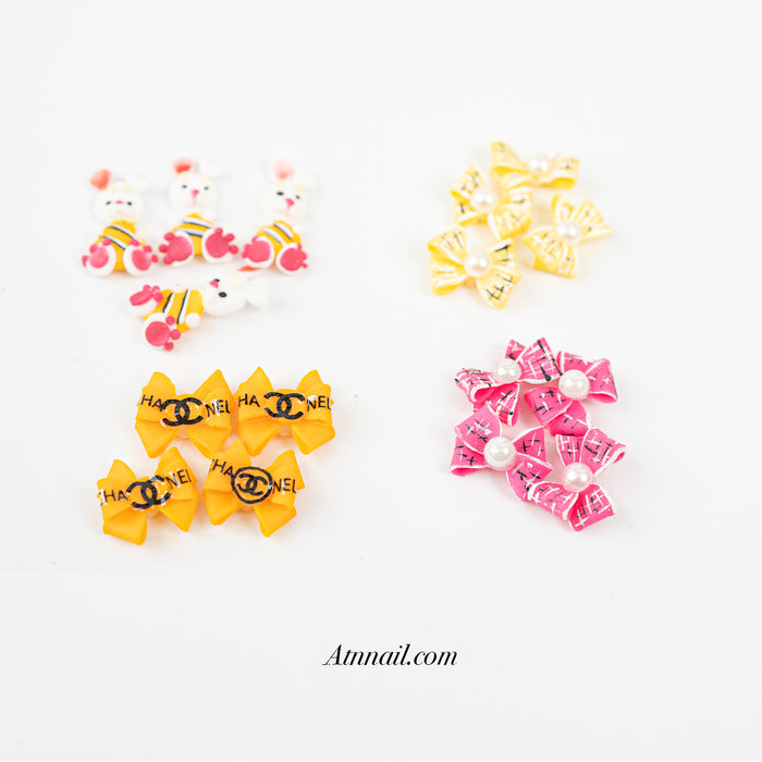 3D DECORATION - RABBIT_BEAR_KITTY_BOW - 12 DESIGNS | 38-48 PCS