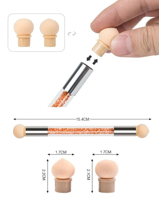 Ombre Nail Brush Double Head + 4 Sponge Head
