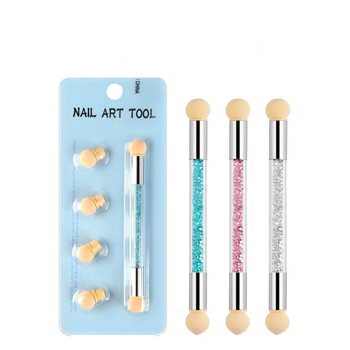 Ombre Nail Brush Double Head + 4 Sponge Head