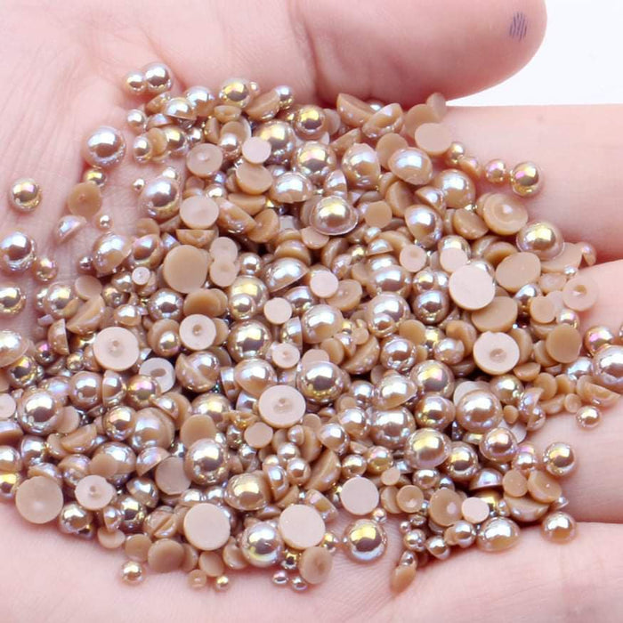 NAIL ART DESIGN - PEARL BEAD HALF FLAT BACK