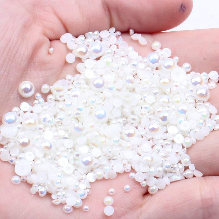 NAIL ART DESIGN - PEARL BEAD HALF FLAT BACK