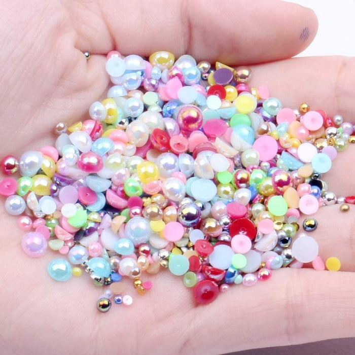 NAIL ART DESIGN - PEARL BEAD HALF FLAT BACK