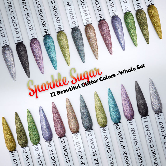 GLITTER - SPARKLE SUGAR SET 12 COLORS