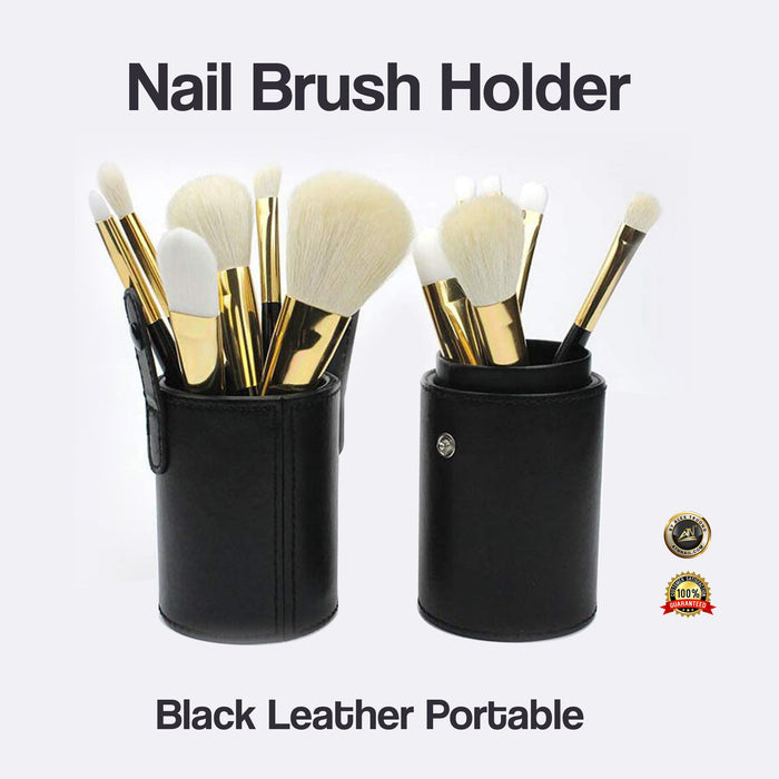 LEATHER NAIL BRUSH HOLDER - BLACK
