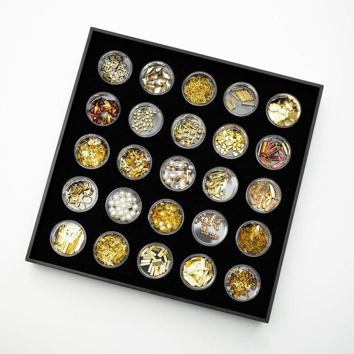 NAIL DECORATION - CHARM - GOLD DIAMOND PEARL | SET 25 SHAPES