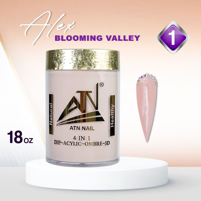 ALEX Blooming Valley NUDE Collection – 18 Colors Acrylic Powder Set for Nails, Nude Tones, Professional Nail Art Decoration