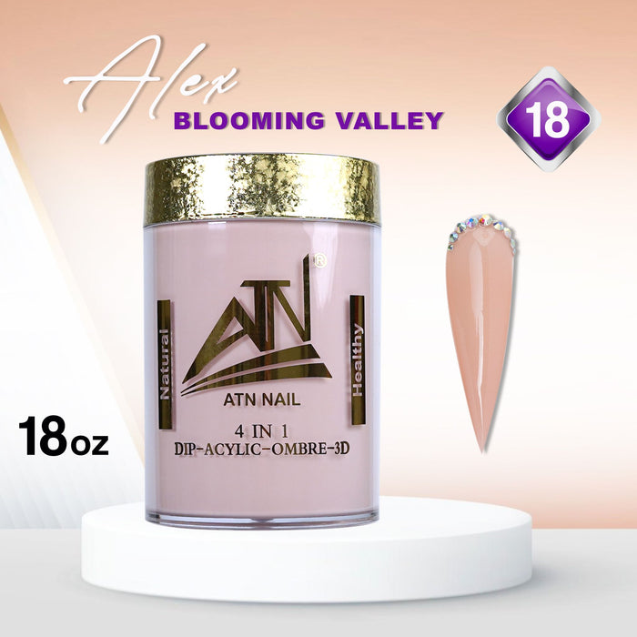 ALEX Blooming Valley NUDE Collection – 18 Colors Acrylic Powder Set for Nails, Nude Tones, Professional Nail Art Decoration