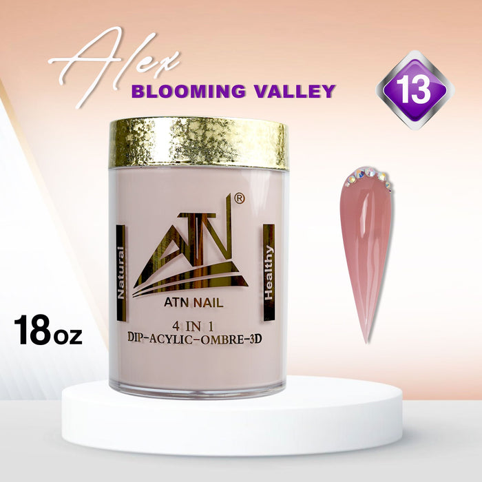 ALEX Blooming Valley NUDE Collection – 18 Colors Acrylic Powder Set for Nails, Nude Tones, Professional Nail Art Decoration