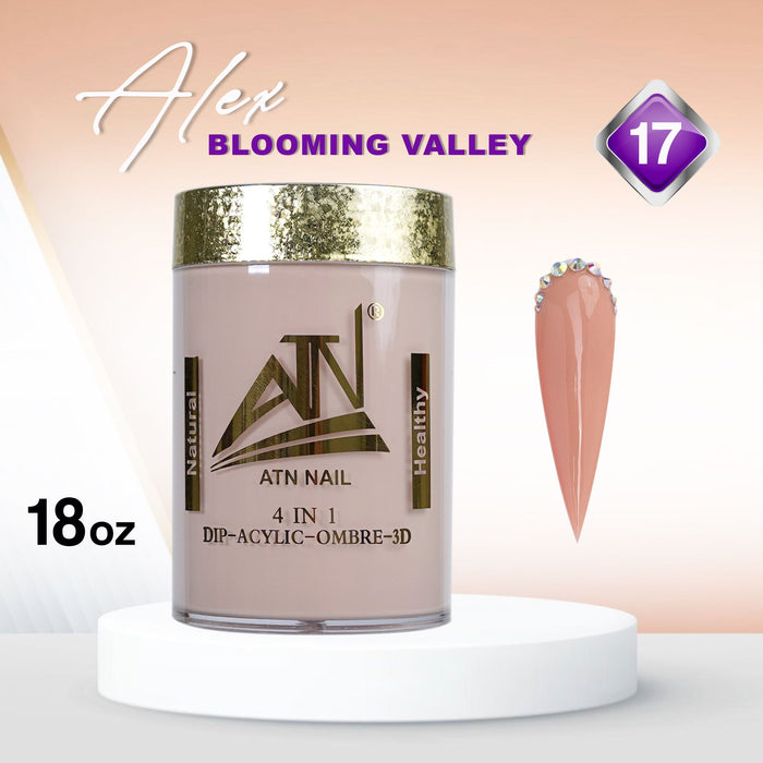 ALEX Blooming Valley NUDE Collection – 18 Colors Acrylic Powder Set for Nails, Nude Tones, Professional Nail Art Decoration