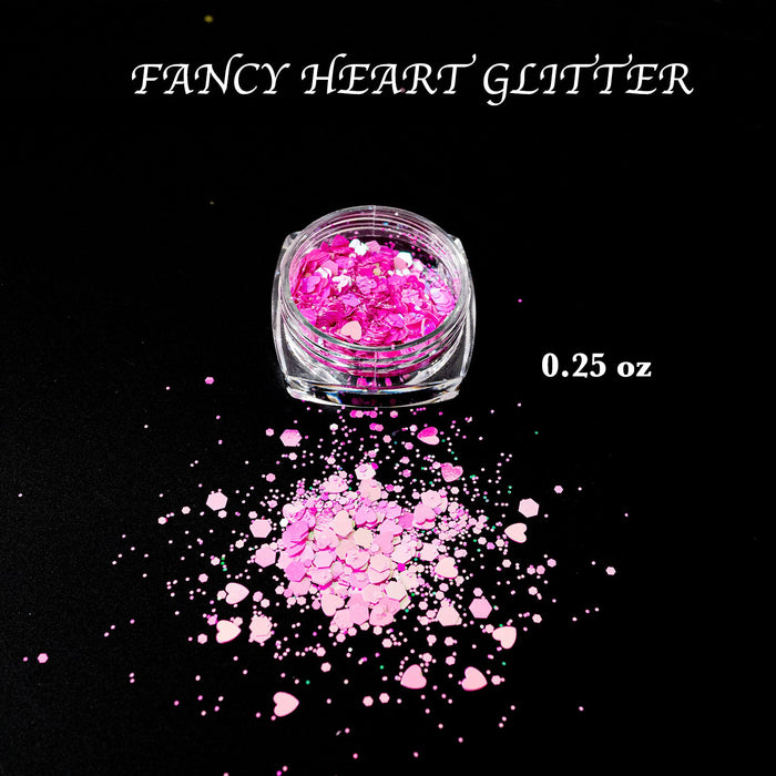 GLITTER - FANCY HEART | SET 12 JARS