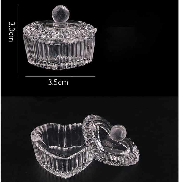 CRYSTAL LIQUID JAR - HEART SHAPE WITH LID - Mini size