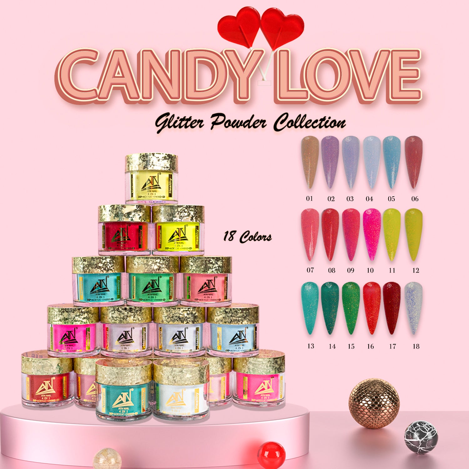 ATN Candy Love Glitter - Set LC 18 Colors – ATN Nail Supply