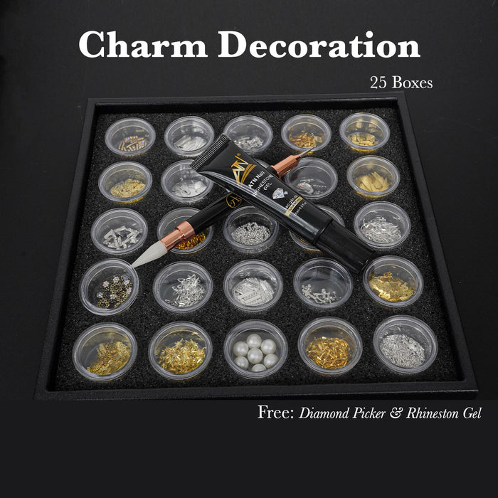 NAIL DECORATION - CHARM - SILVER & GOLD | SET 25 SHAPES