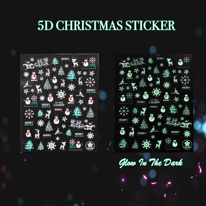 STICKER - 5D CHRISTMAS - GLOW IN THE DARK | Set 9 Pcs