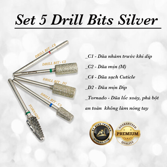 DRILL BIT - SET 5 PCS SILVER