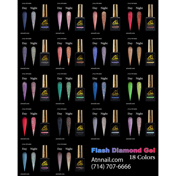 GEL – Flash Diamond Glitter Gel - Set 18 Colors