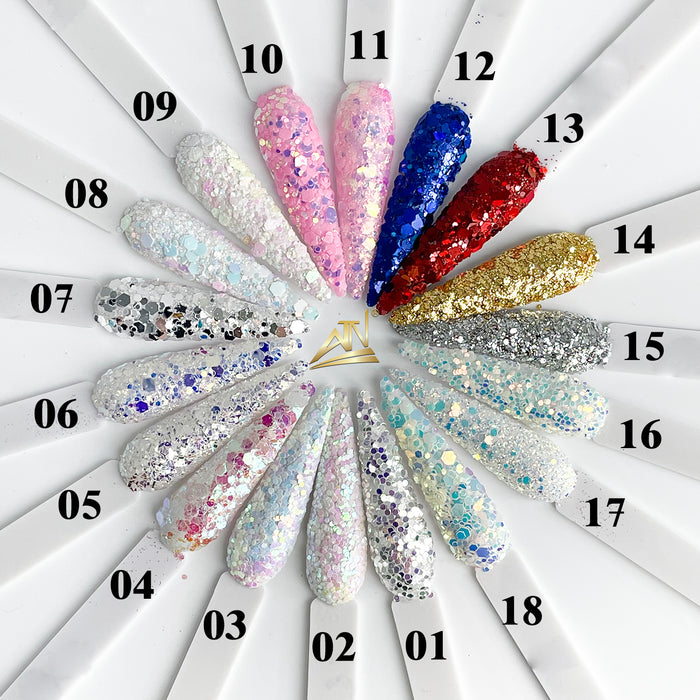 GL- Gleam - Glitter Collection 18 Colors - 1/2 oz