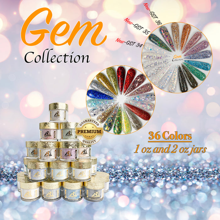 GEMS - COLLECTION 36 COLORS GLITTER POWDER