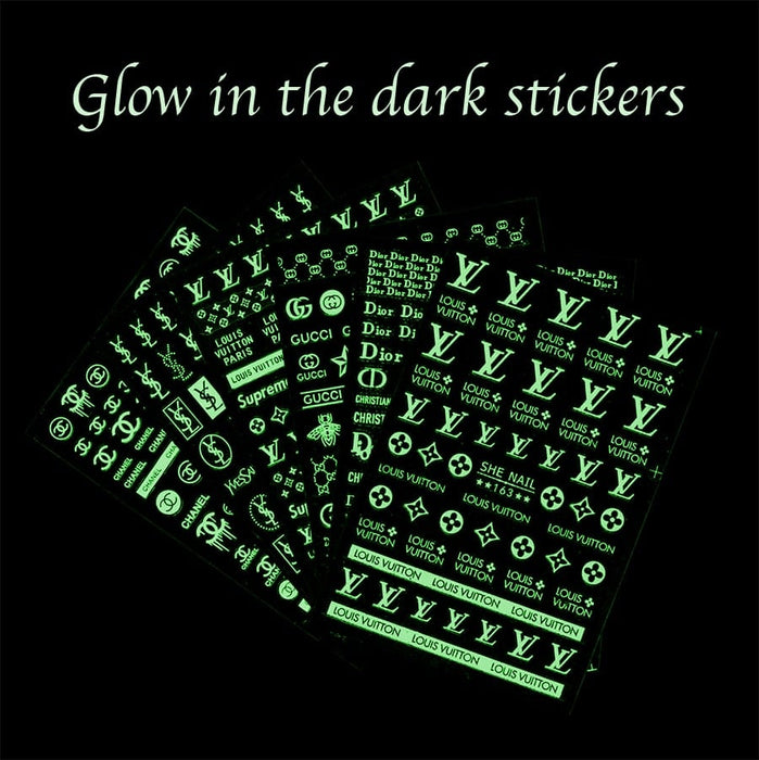 STICKER - LV, Dior, Chanel, YSL, Gucci – Glow In The Dark | SET 6 PCS