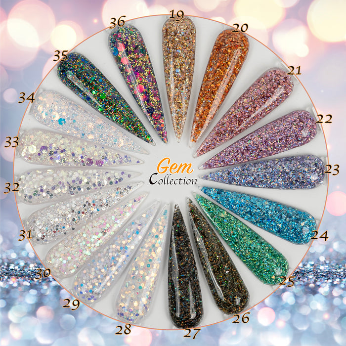 GEMS - COLLECTION 36 COLORS GLITTER POWDER