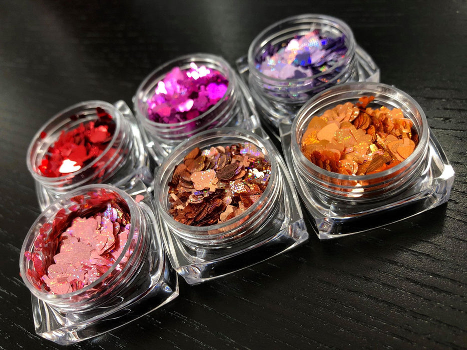 GLITTER - HEART CROSS SHAPE SET 12 COLORS